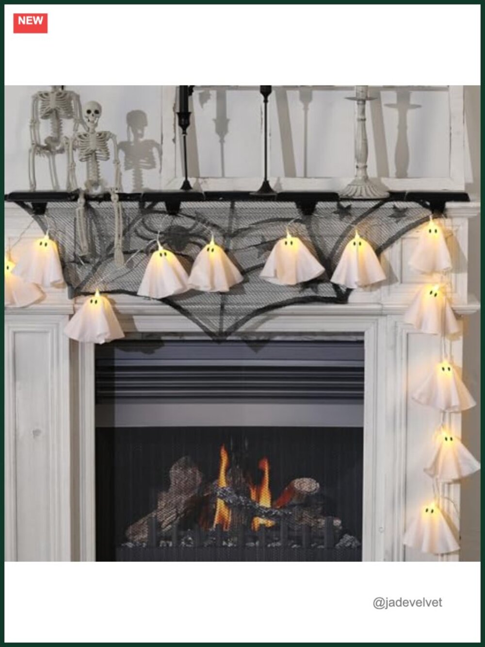 Light Up Ghost Garland Halloween Decoration 6.5 ft LED Battery Operated Mantel